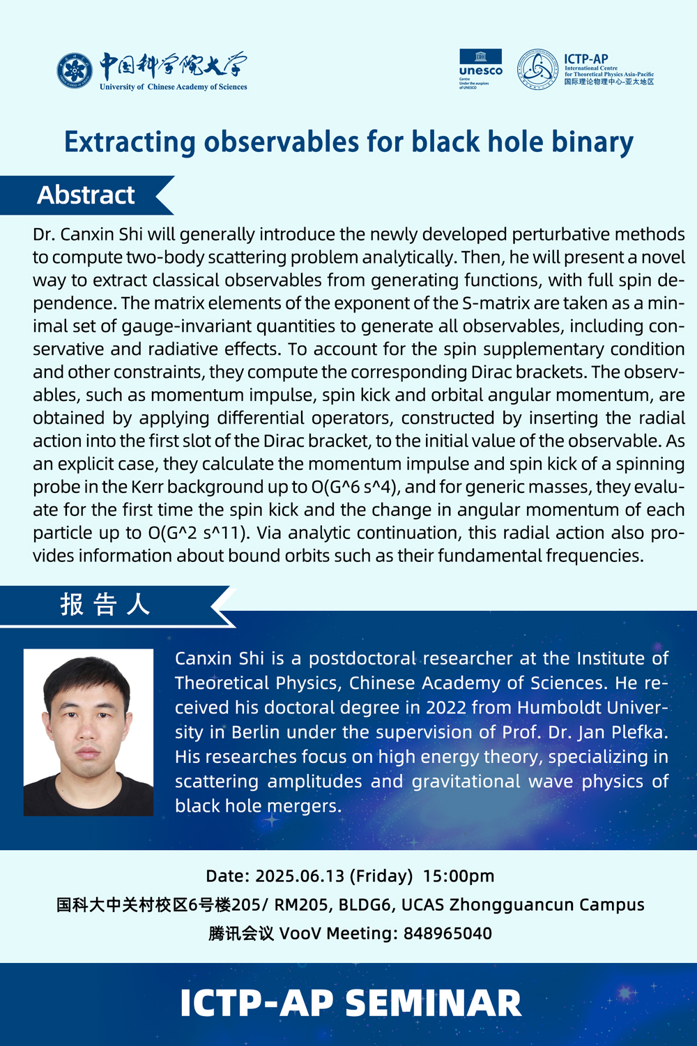 ICTP-AP Seminar: Extracting observables for black hole binary