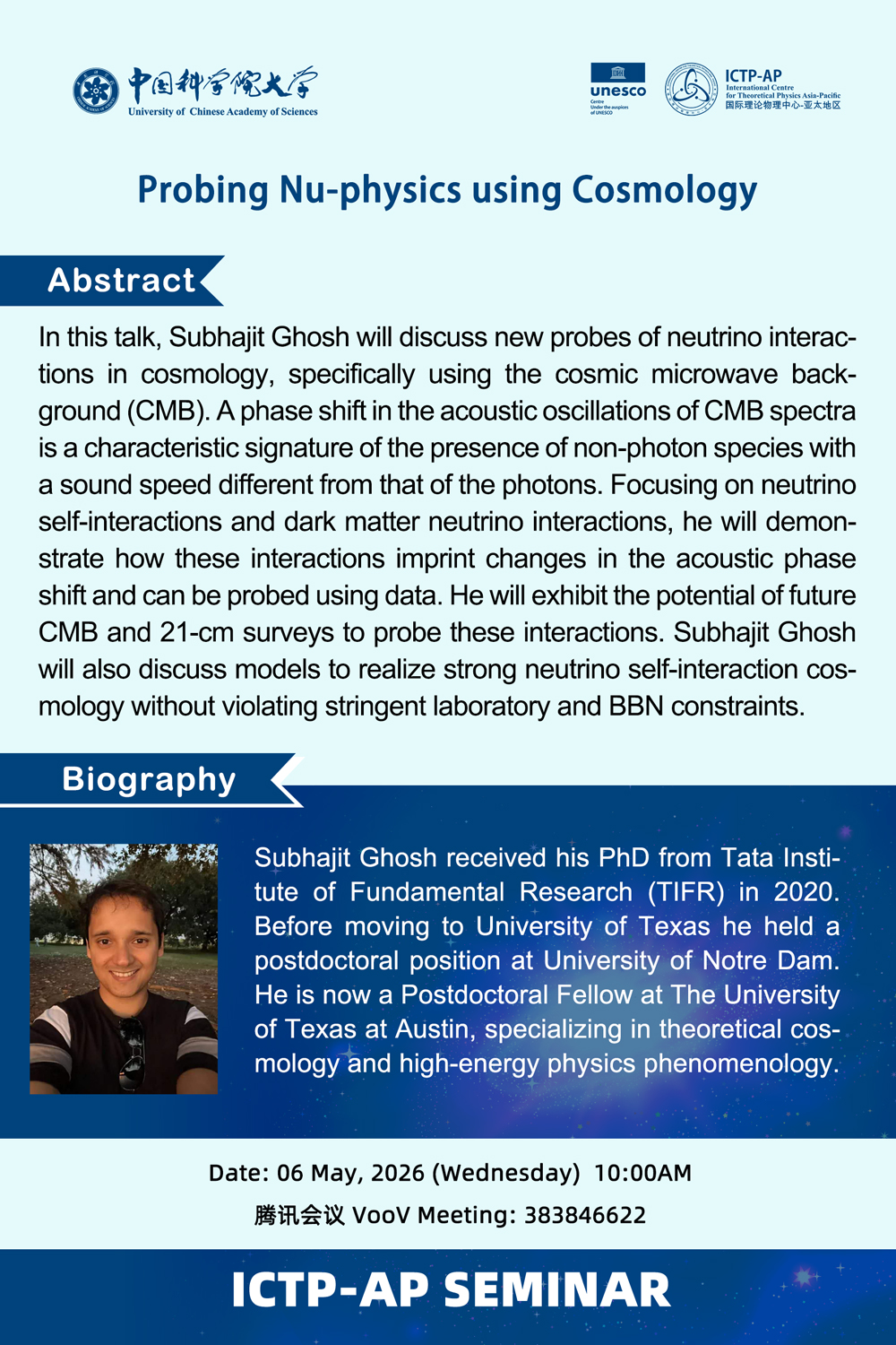 ICTP-AP Seminar: Probing Nu-physics using Cosmology