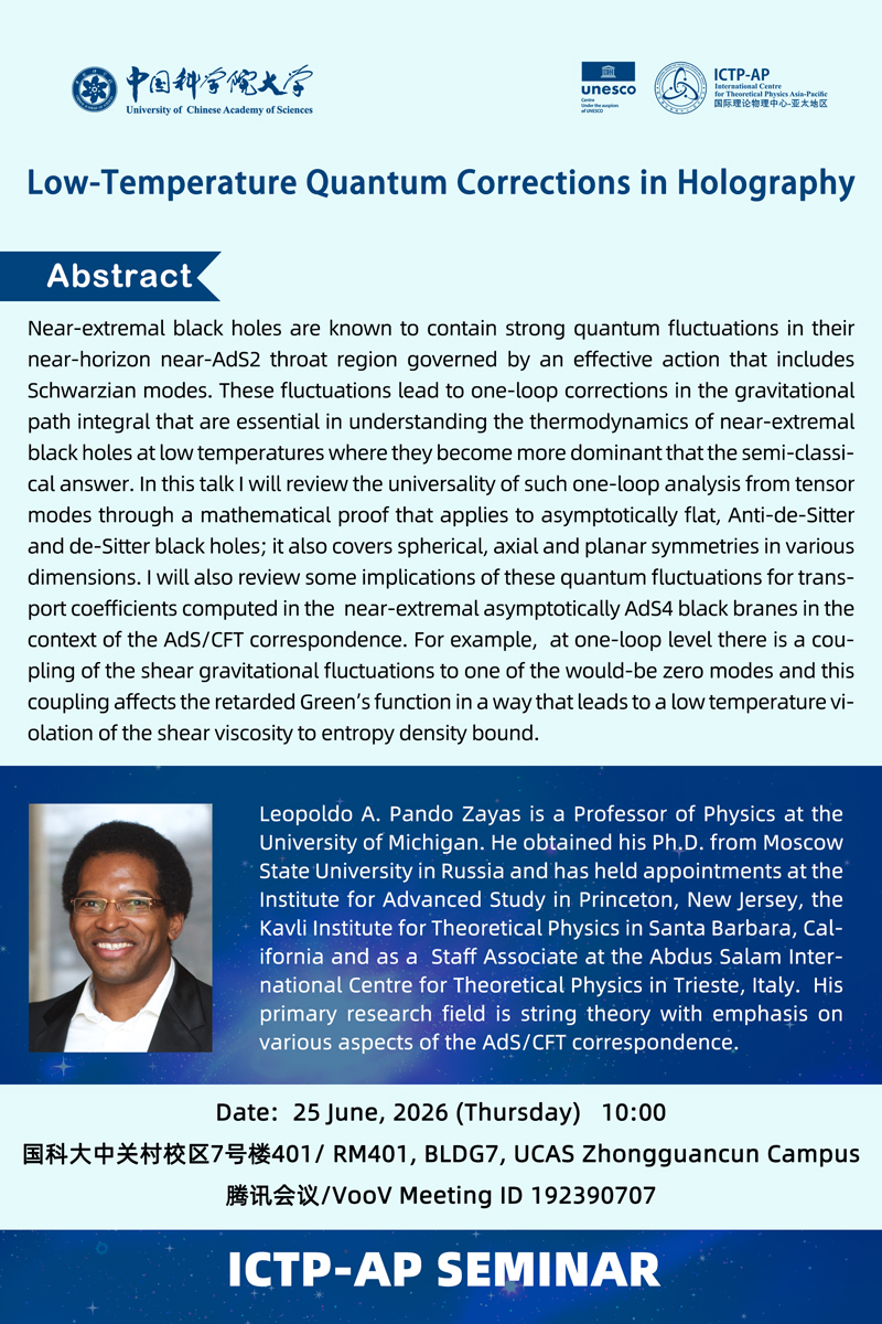 ICTP-AP Seminar: Low-Temperature Quantum Corrections in Holography