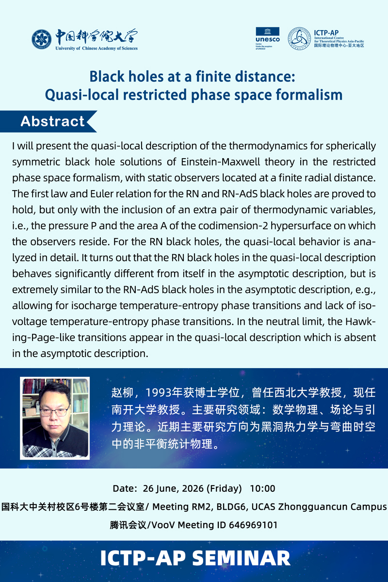 ICTP-AP Seminar: Black holes at a finite distance: Quasi-local restricted phase space formalism