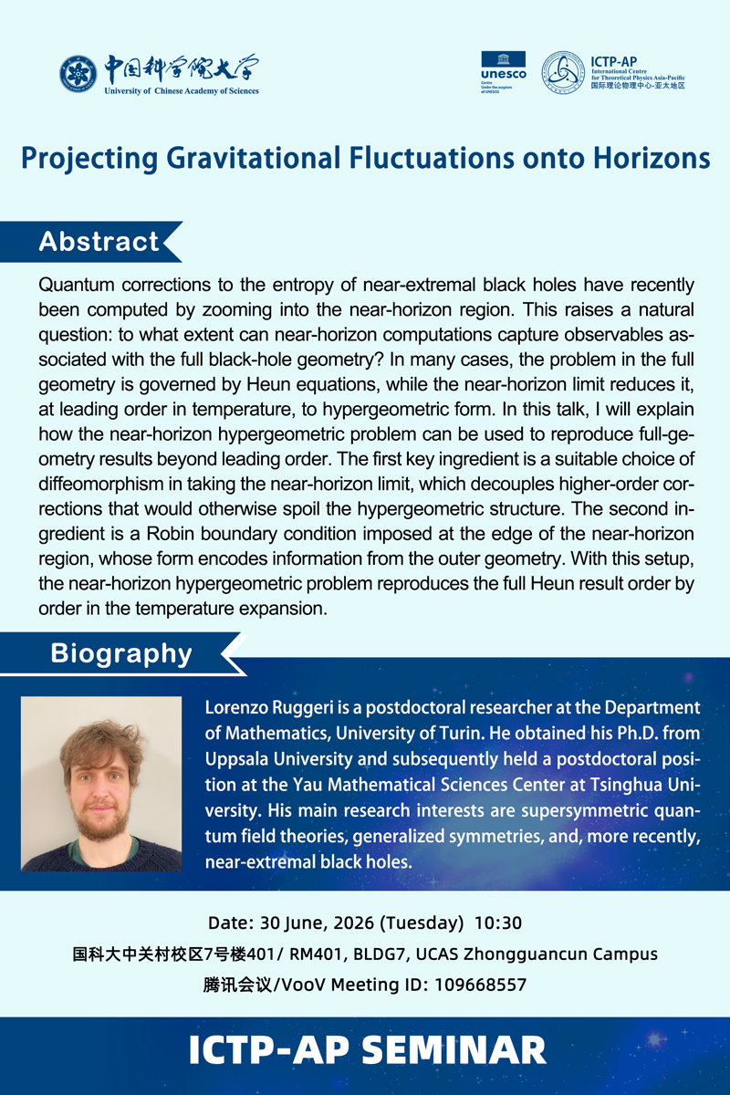ICTP-AP Seminar:  Projecting Gravitational Fluctuations onto Horizons