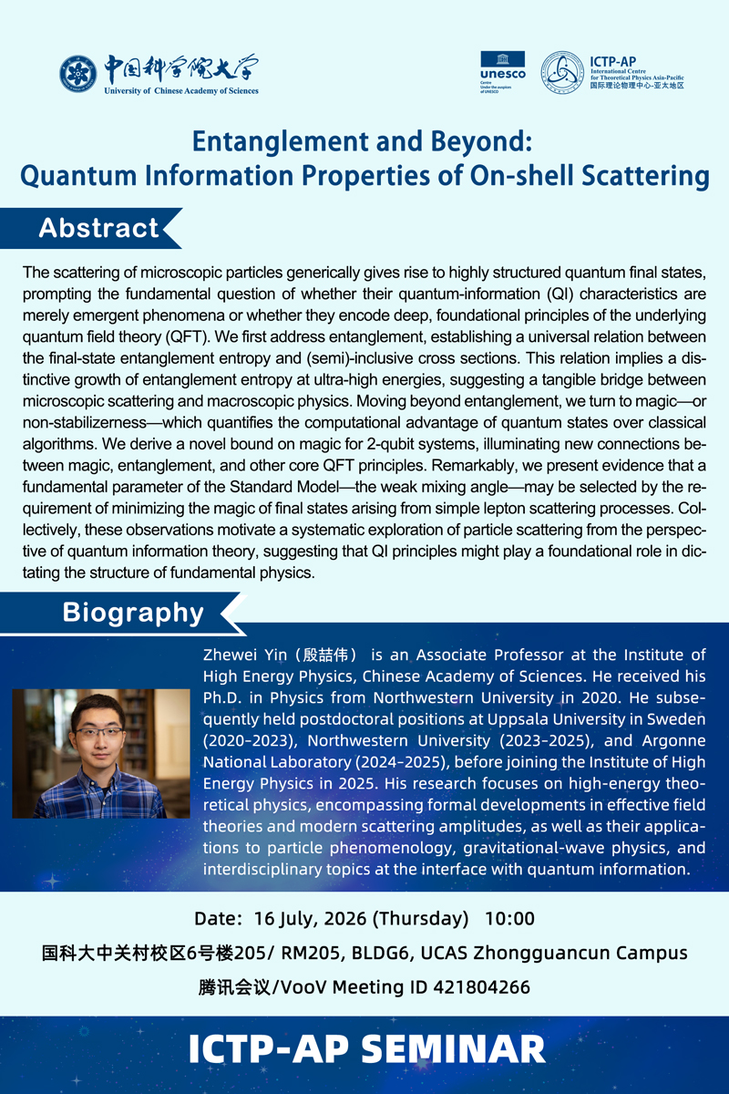 ICTP-AP Seminar: Entanglement and Beyond: Quantum Information Properties of On-shell Scattering