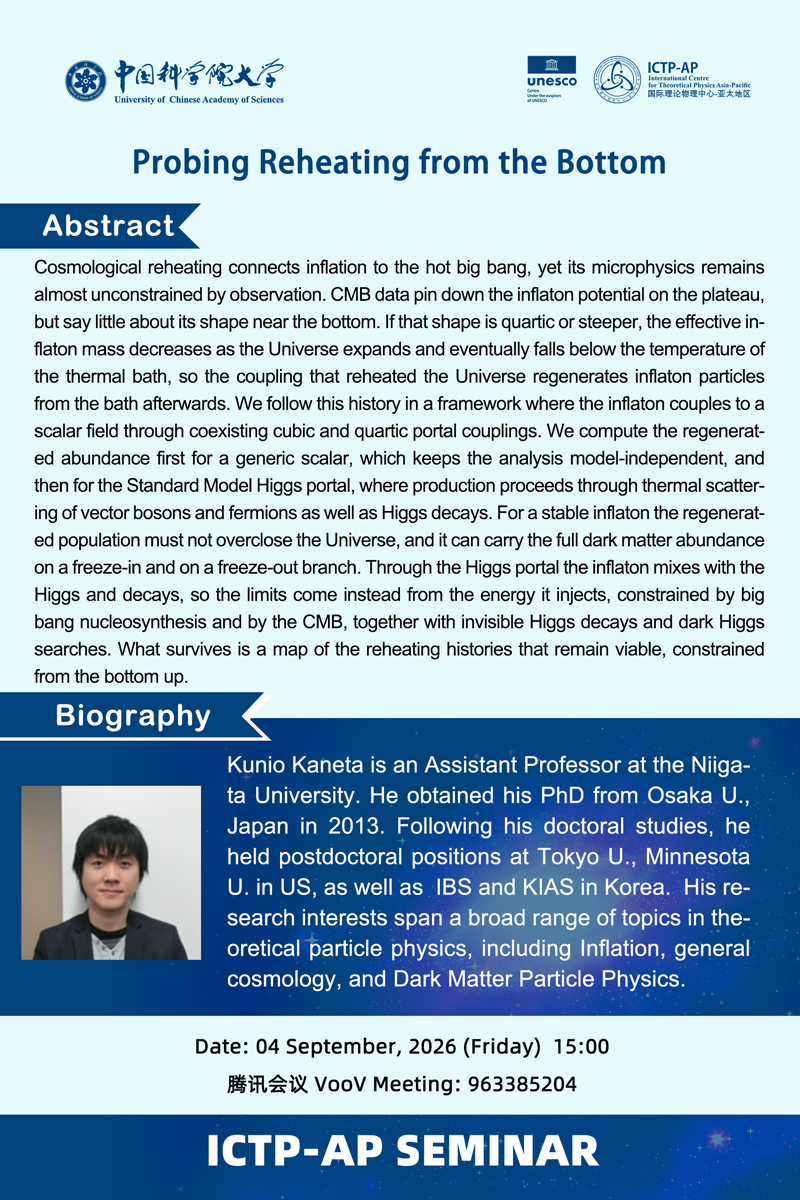 ICTP-AP Seminar: Probing Reheating from the Bottom