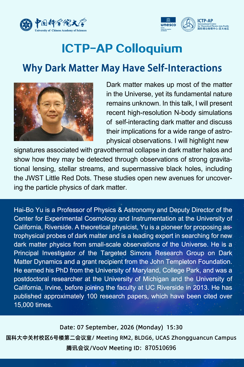 ICTP-AP Colloquium: Why Dark Matter May Have Self-Interactions